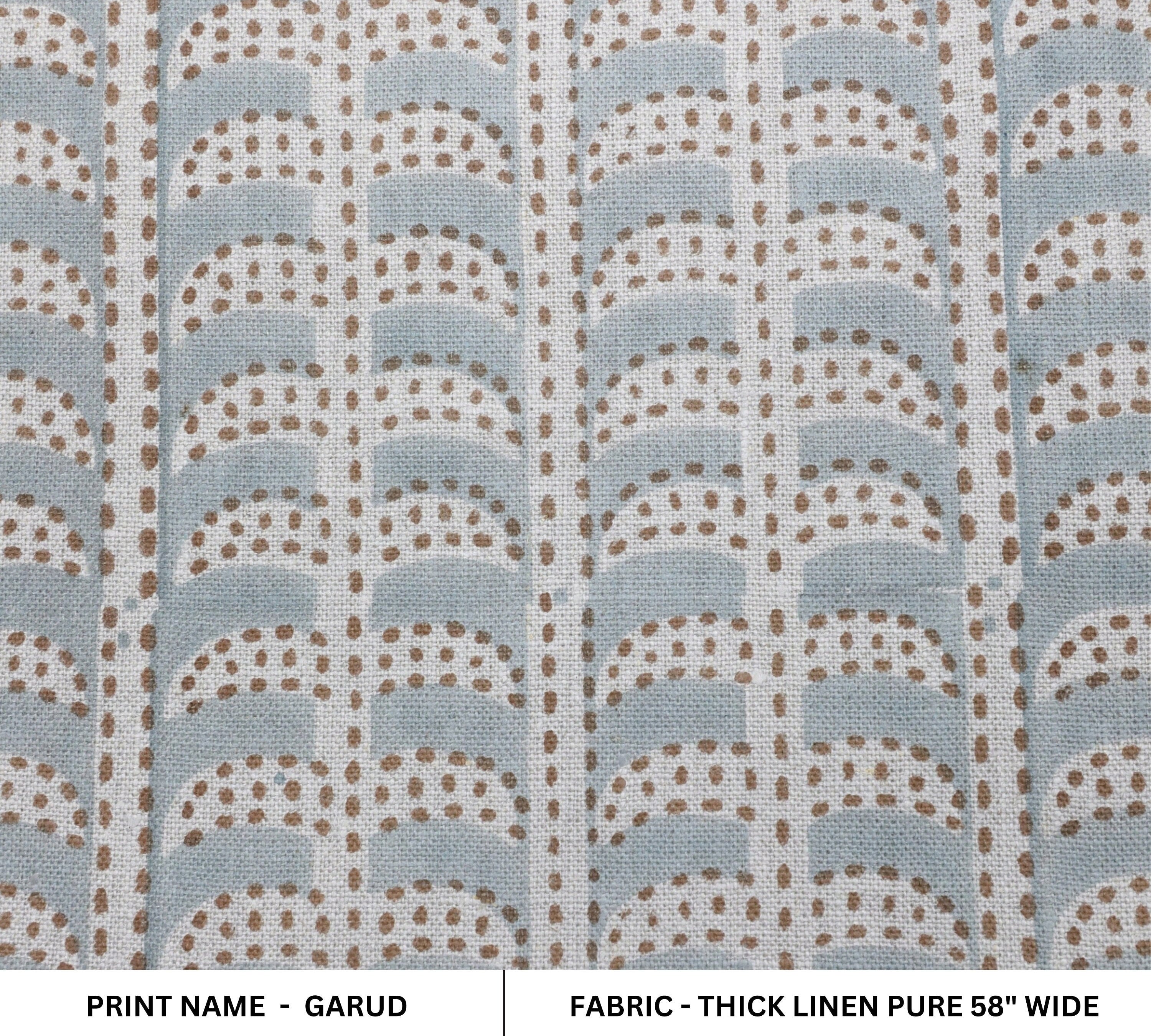 Floral block print thick linen pure 58" wide, fabric for couch cover and cushions, striped pattern print fabric - GARUD