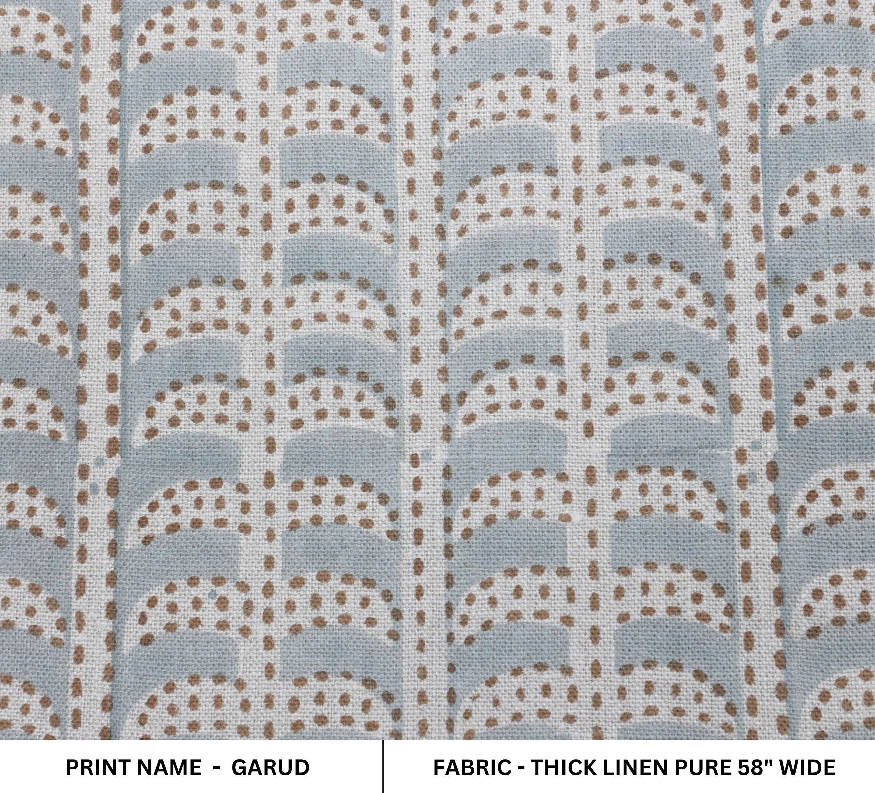 Floral block print thick linen pure 58" wide, fabric for couch cover and cushions, striped pattern print fabric - GARUD