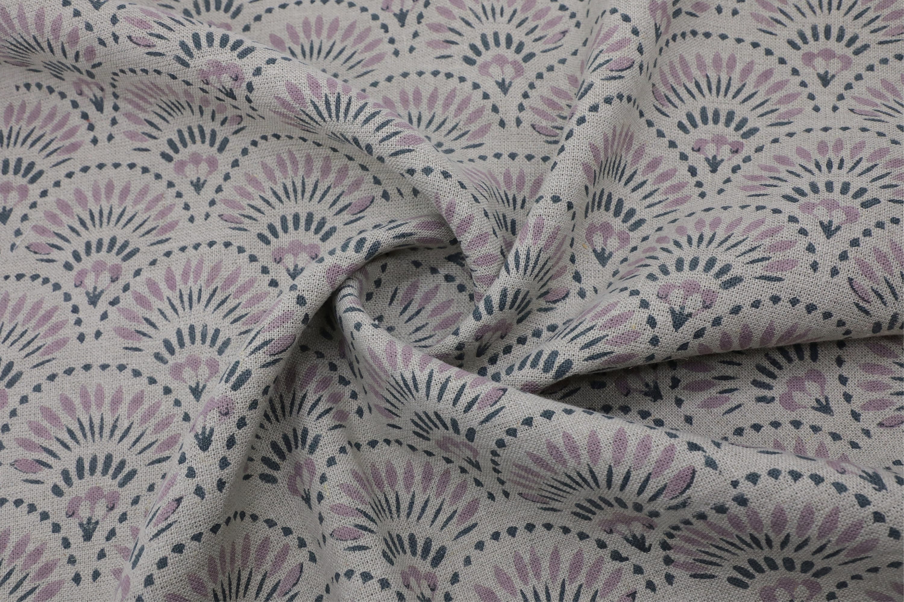 Thick linen pure 58" wide fabric for boho decor, sofa cover, curtains, cushion, handmade floral art - SHUBHARAMBH