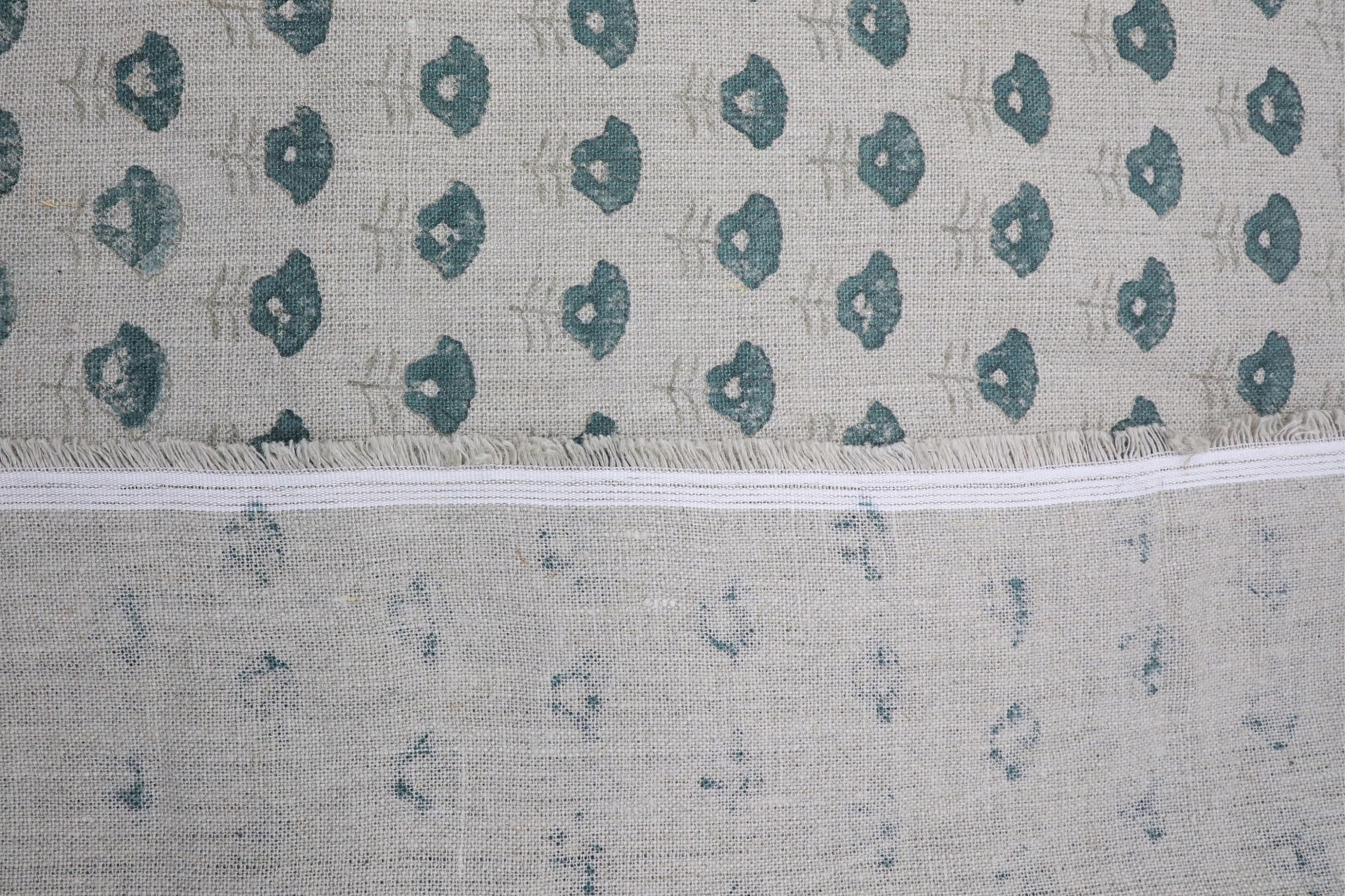 Printed linen fabric, cushion natural thick linen pure fabric, hand block art, chair cover, pillows - KOHINOOR