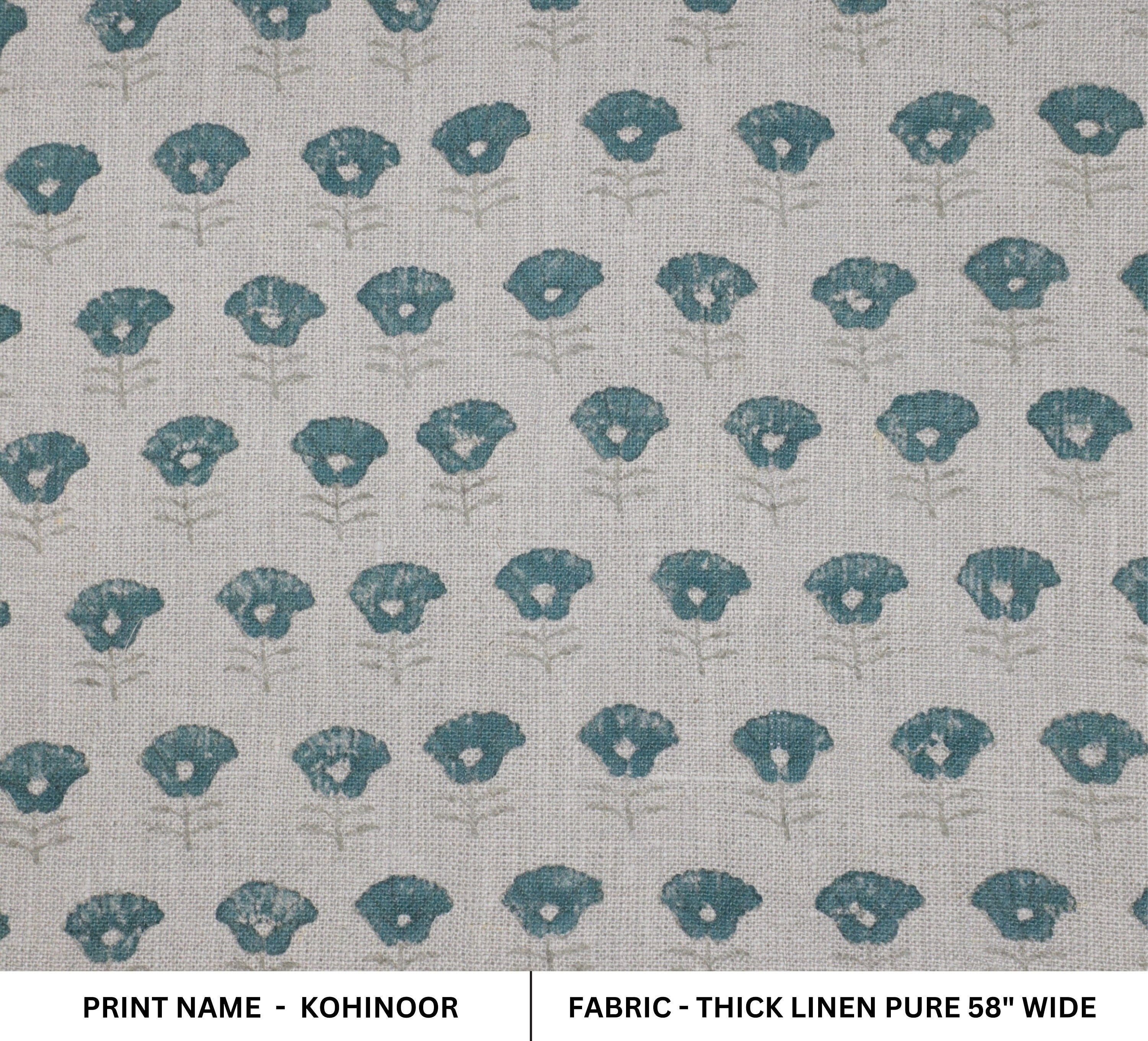 Printed linen fabric, cushion natural thick linen pure fabric, hand block art, chair cover, pillows - KOHINOOR