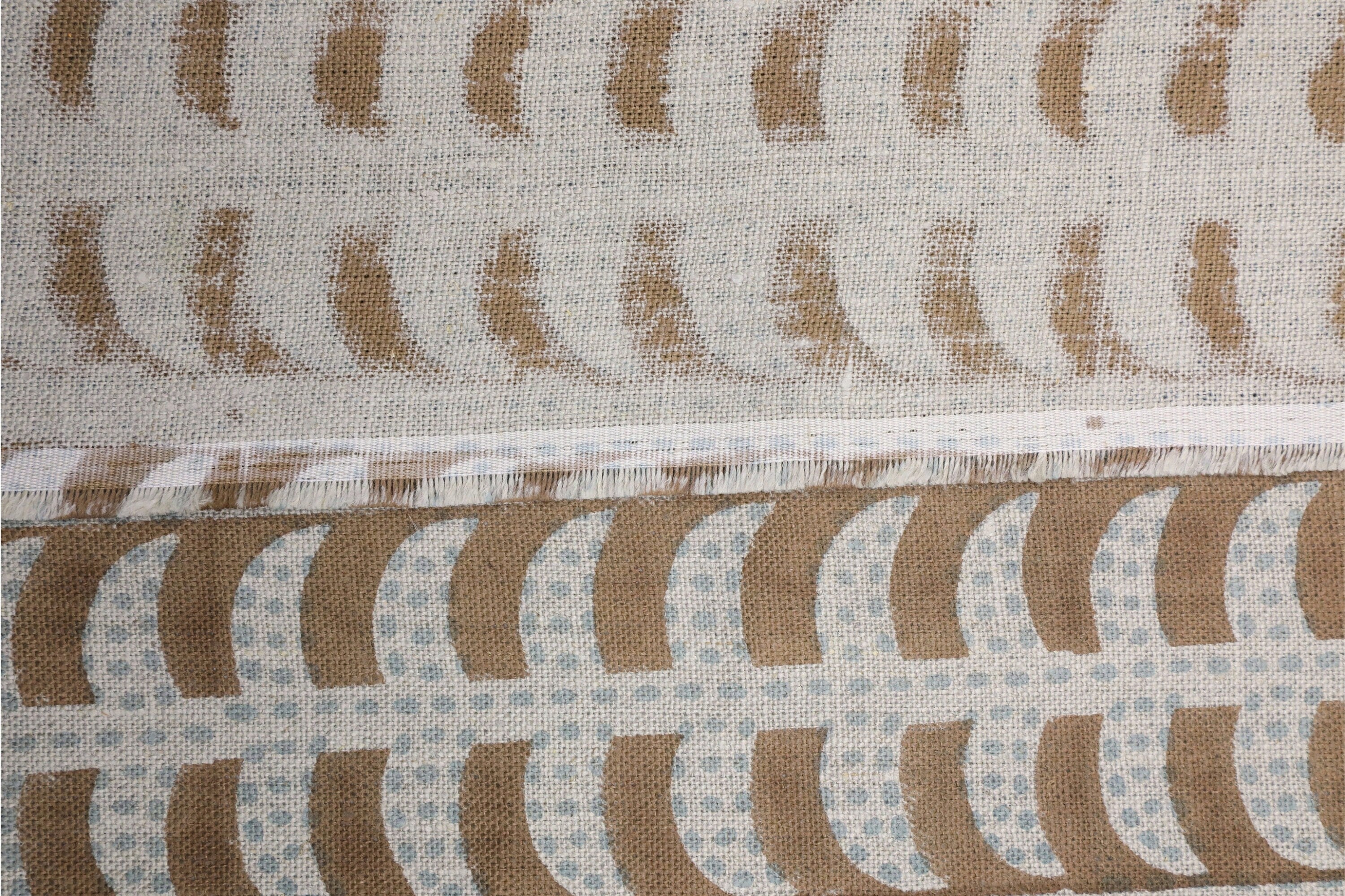 Hand printed cushion and pillow cover, thick linen pure fabric, striped pattern print curtains - GARUD