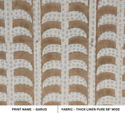 Hand printed cushion and pillow cover, thick linen pure fabric, striped pattern print curtains - GARUD
