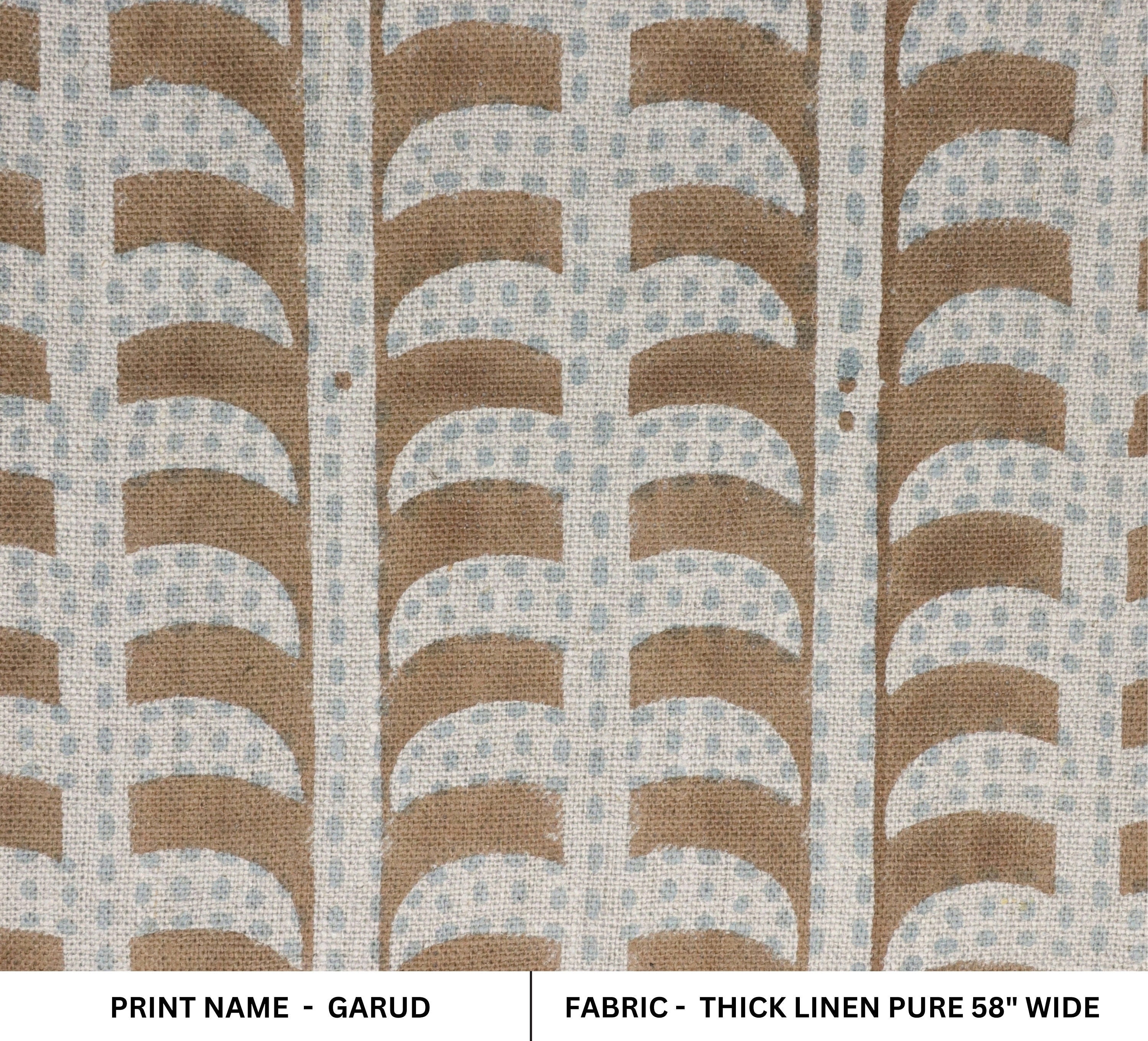 Hand printed cushion and pillow cover, thick linen pure fabric, striped pattern print curtains - GARUD