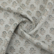 Block print fabric, thick linen, curtain fabric, floral hand block art, decorative cushion fabric - BAGRU BUTI
