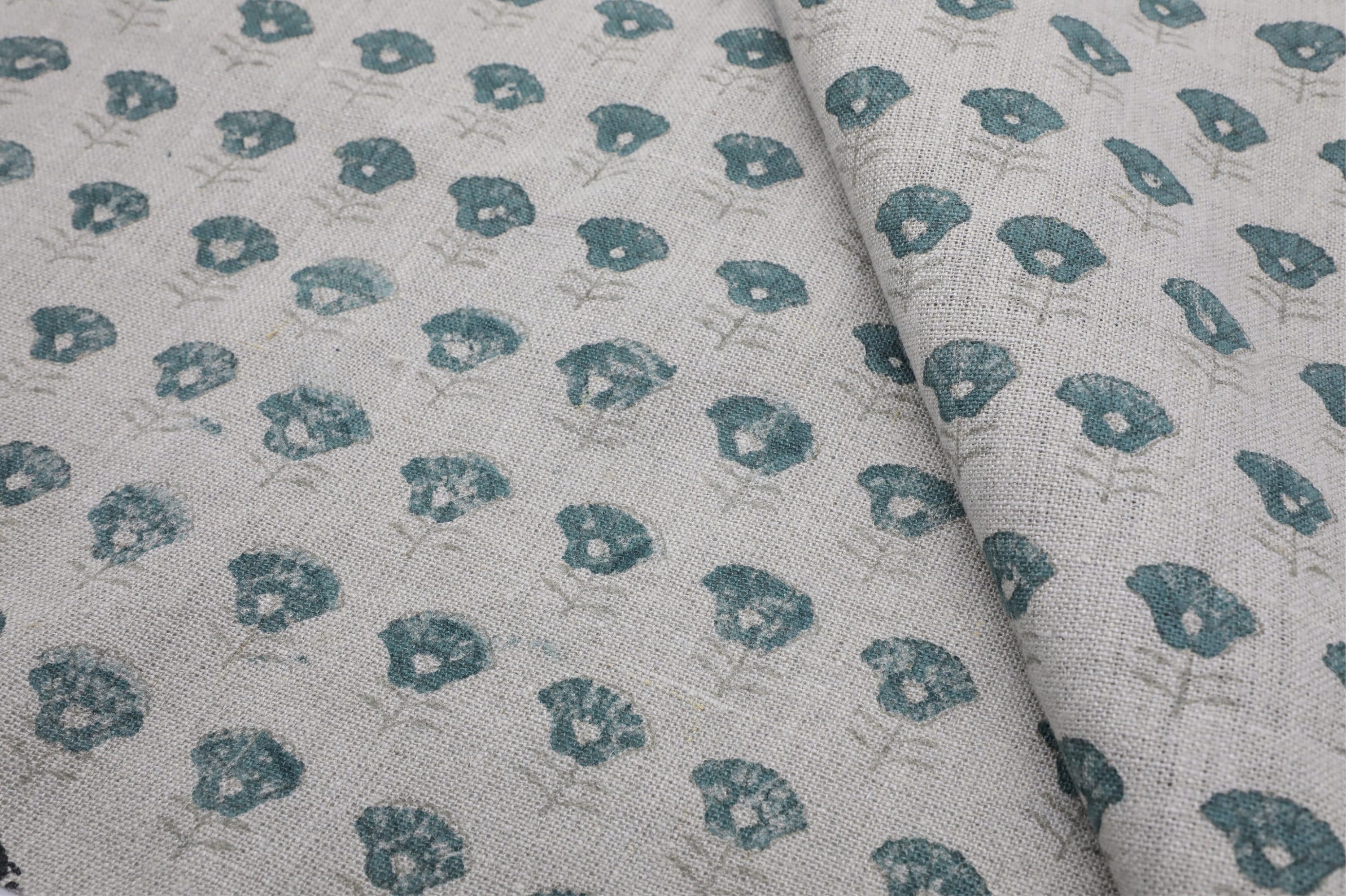 Printed linen fabric, cushion natural thick linen pure fabric, hand block art, chair cover, pillows - KOHINOOR