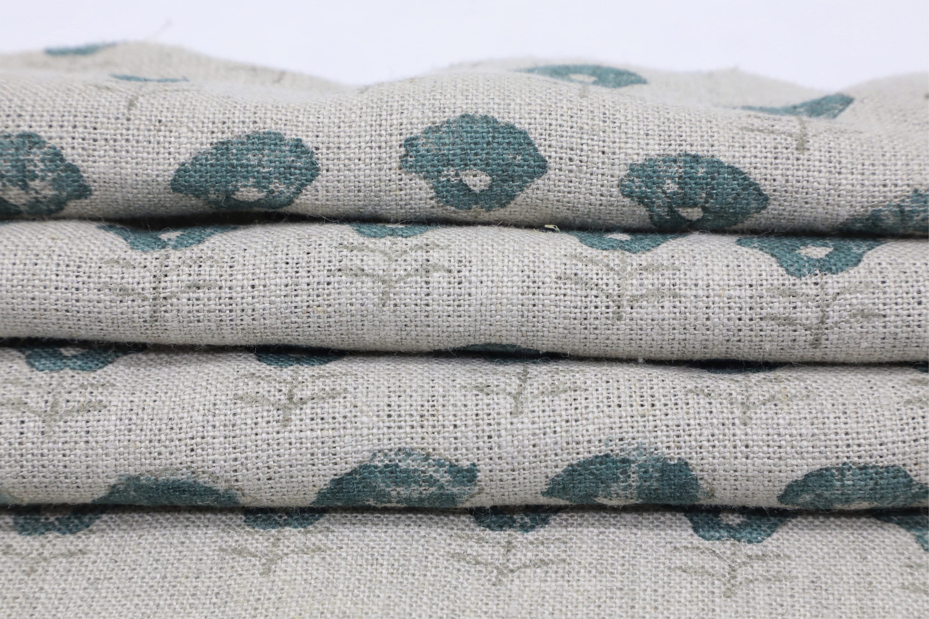 Printed linen fabric, cushion natural thick linen pure fabric, hand block art, chair cover, pillows - KOHINOOR