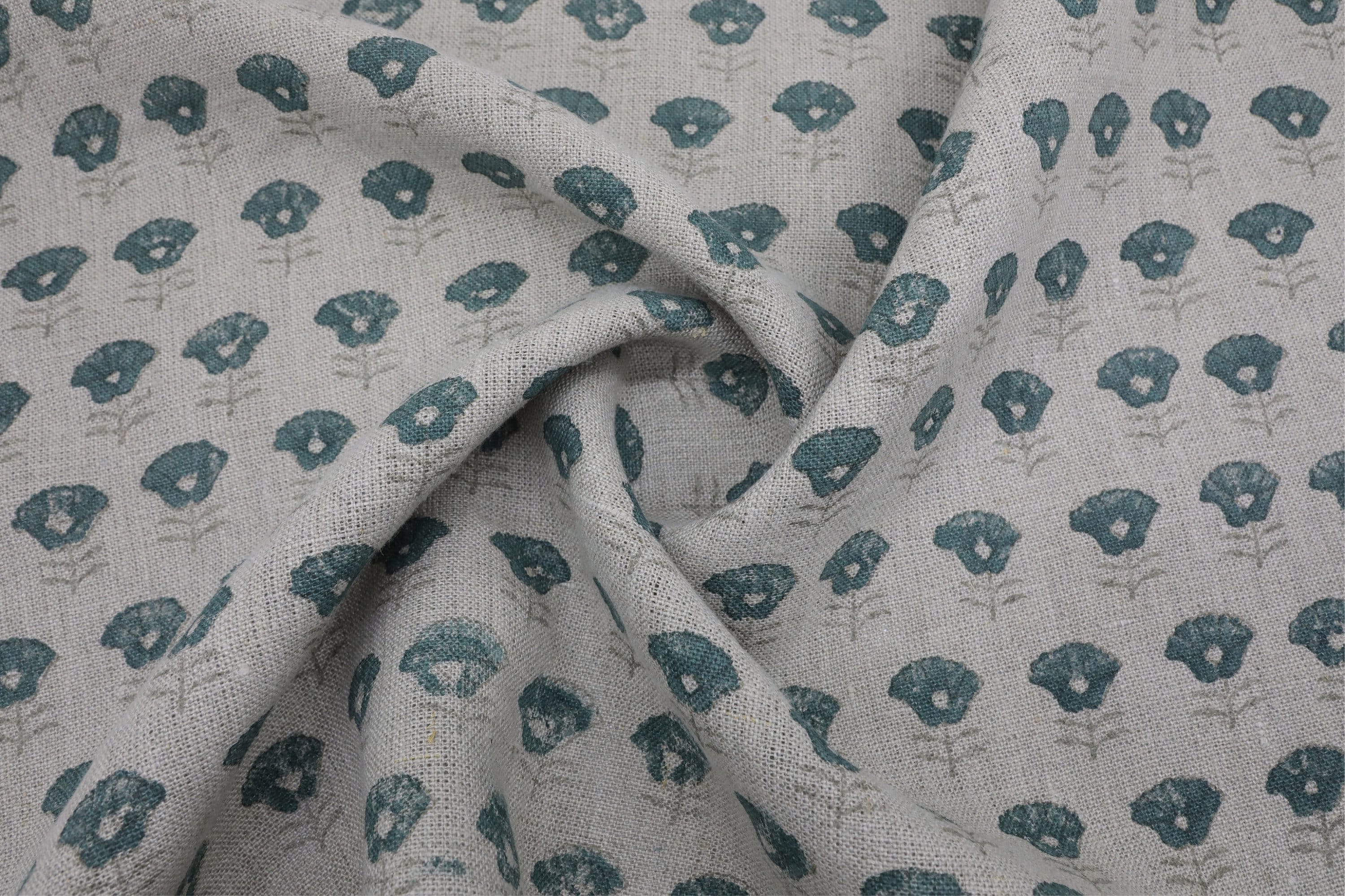 Printed linen fabric, cushion natural thick linen pure fabric, hand block art, chair cover, pillows - KOHINOOR