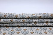 Floral blue block print fabric, thick linen pure 58" wide, Indian linen fabric, upholstery for couch cover - TITLEE