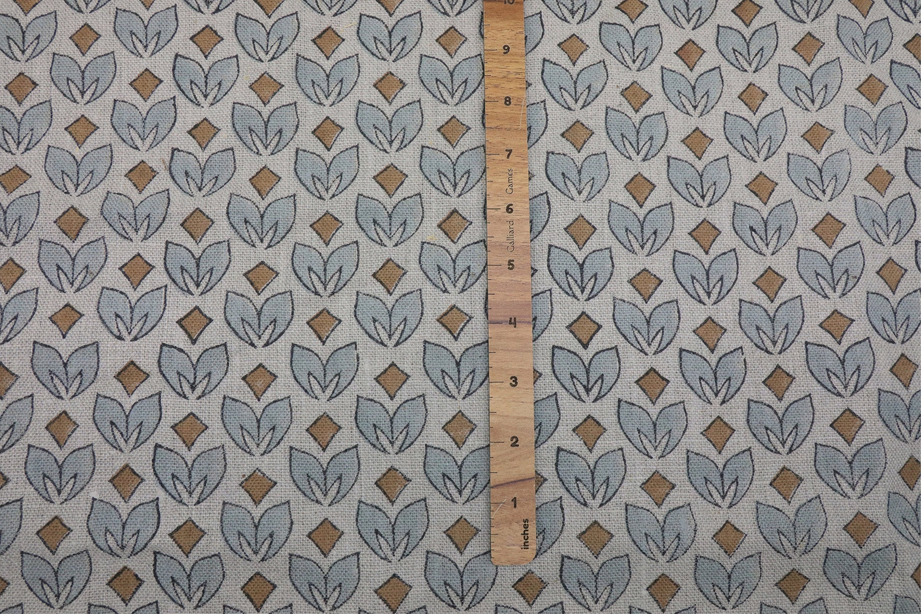 Floral blue block print fabric, thick linen pure 58" wide, Indian linen fabric, upholstery for couch cover - TITLEE