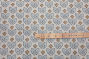 Floral blue block print fabric, thick linen pure 58" wide, Indian linen fabric, upholstery for couch cover - TITLEE
