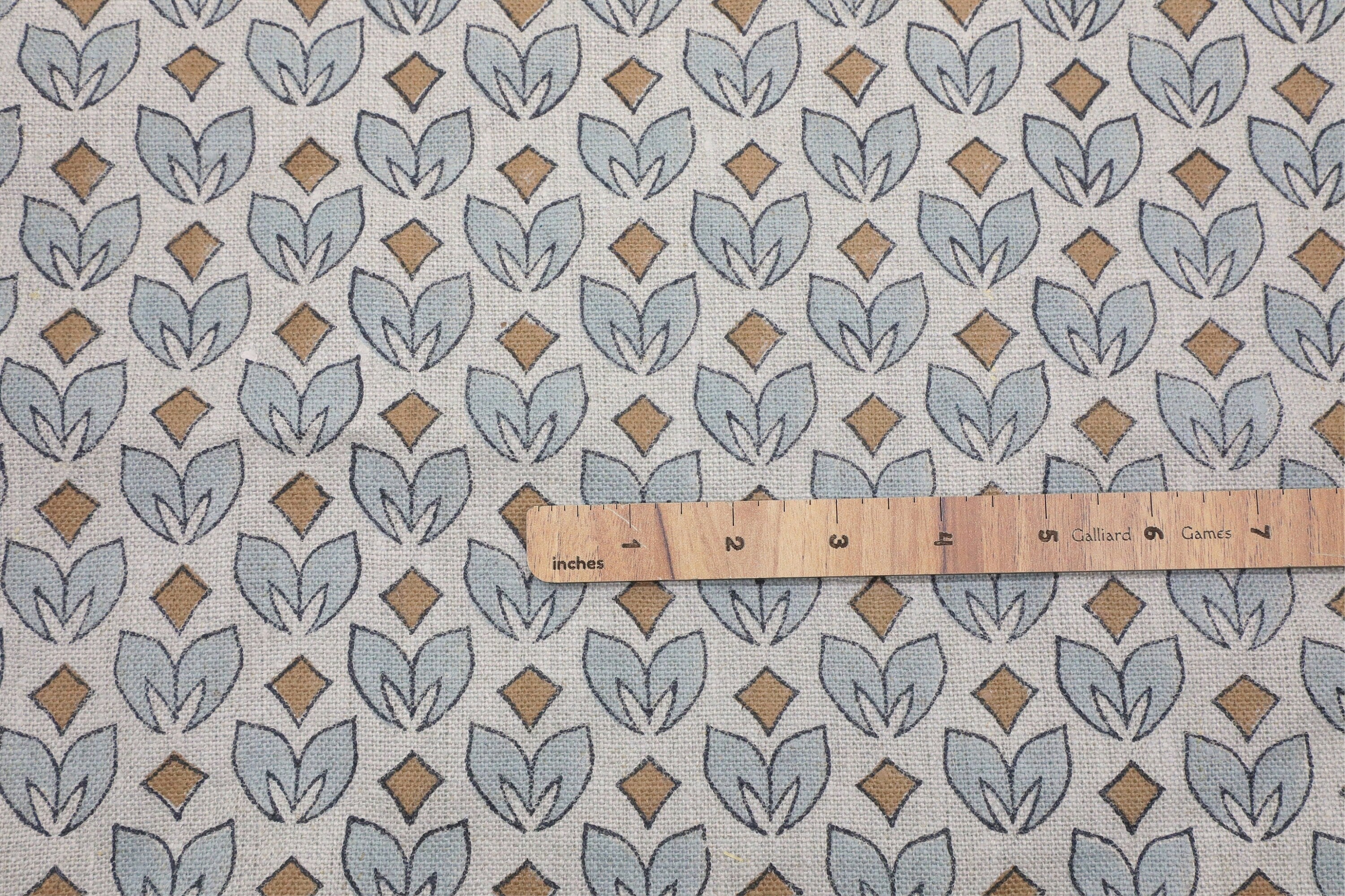 Floral blue block print fabric, thick linen pure 58" wide, Indian linen fabric, upholstery for couch cover - TITLEE