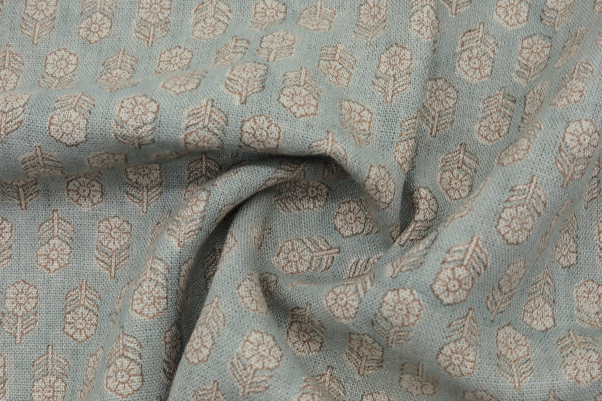 Fabric for cushions, pillow, lampshade and curtains, Indian clothing fabric, thick linen pure 58" wide - TULSI BUTI