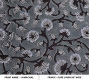 Block print linen napkins, curtains, tablecloth fabric, pure linen 58" wide, floral handmade art, drapery fabric - HIMACHAL