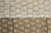 Block print thick linen fabric for drapery, curtains, cushion cover and table cloth, heavy and decorative linen fabric - TULSI BUTI
