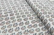 Handmade block print cushion fabric, floral linen, window curtain, decorative Indian art - ALIA