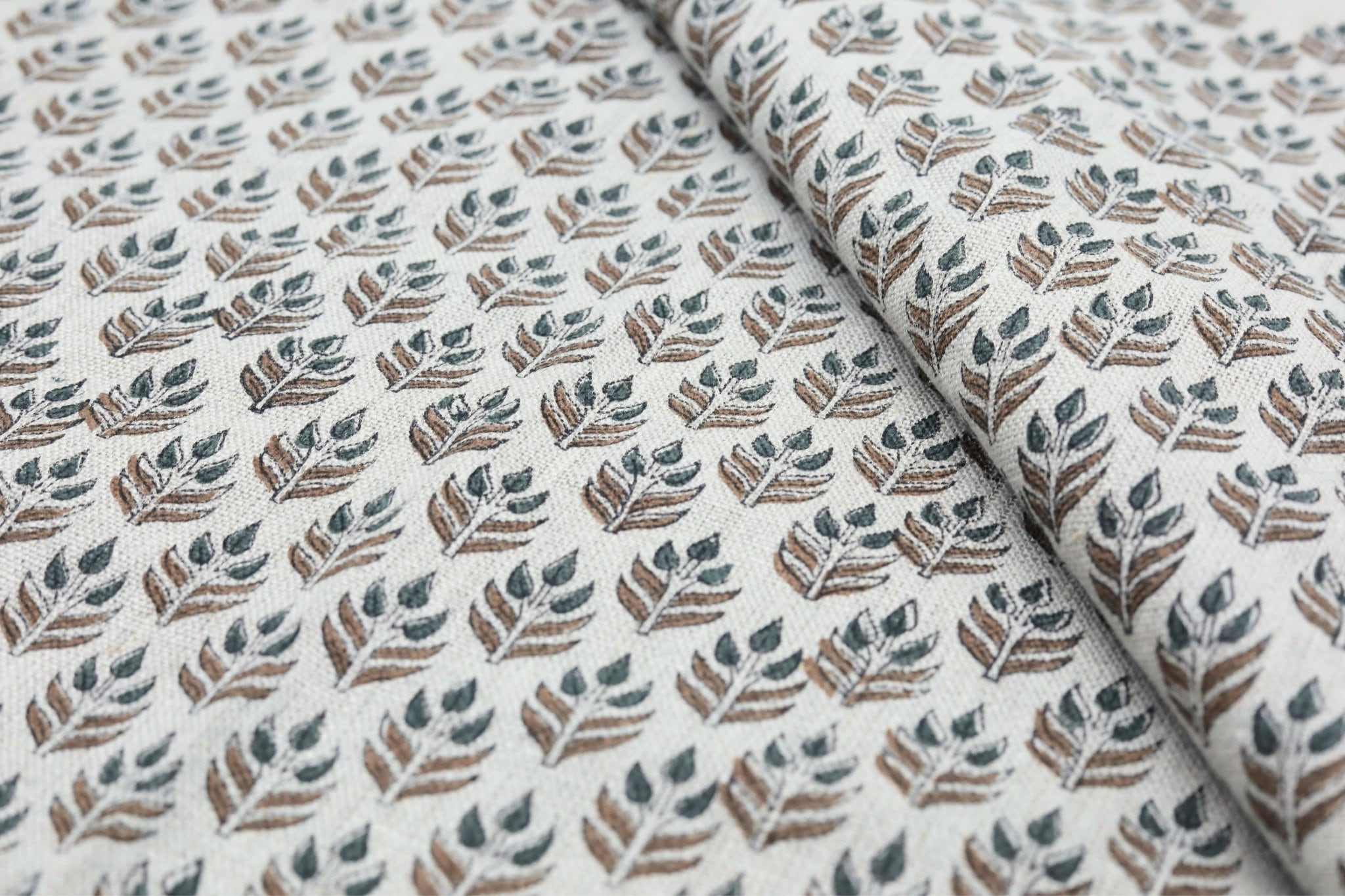 Handmade block print cushion fabric, floral linen, window curtain, decorative Indian art - ALIA