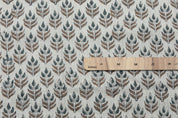 Handmade block print cushion fabric, floral linen, window curtain, decorative Indian art - ALIA