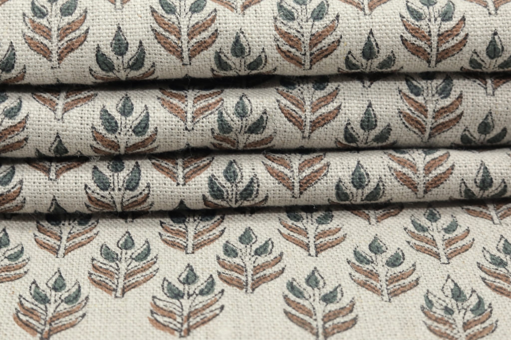 Handmade block print cushion fabric, floral linen, window curtain, decorative Indian art - ALIA