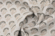 Floral block print natural linen fabric for dining chair cover, curtains, cushion cover and table cloth - JUJU FLOWER