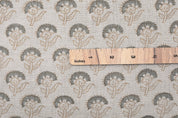 Floral block print natural linen fabric for dining chair cover, curtains, cushion cover and table cloth - JUJU FLOWER