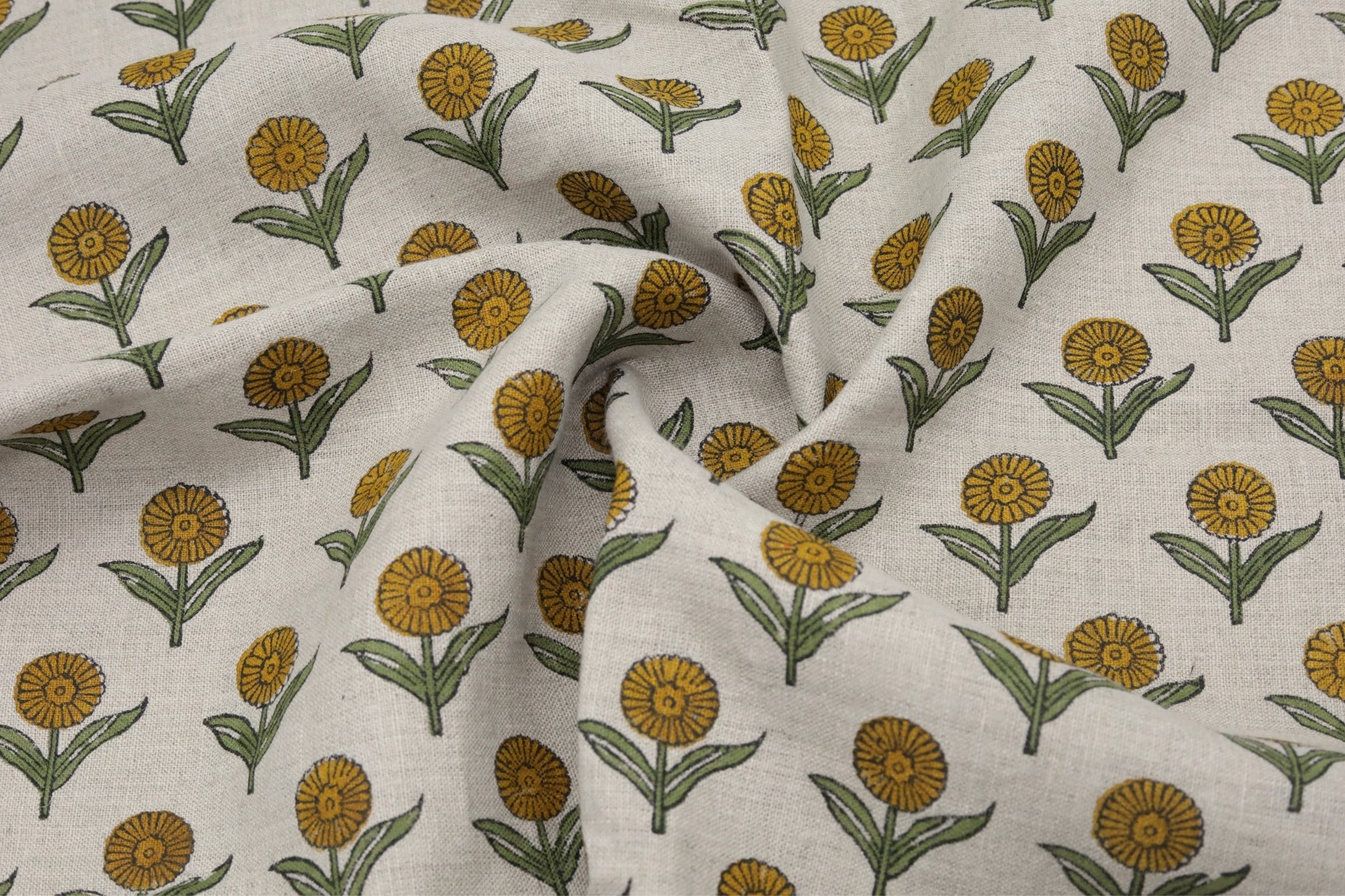 Linen pillow fabric, couch cushion, decorative floral bohemian curtains, linen for room bedding and table cover - PUKHRAJ