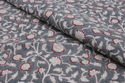 Fabric for cushion, pillows, pure linen, Indian handmade floral art, linen clothing fabric - HIMACHAL