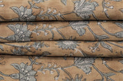 Block print linen fabric for pillow cover, cushion cover, pure linen 58" wide, floral boho print - NAAYAB