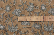 Block print linen fabric for pillow cover, cushion cover, pure linen 58" wide, floral boho print - NAAYAB