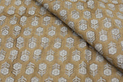 Block print thick linen fabric for drapery, curtains, cushion cover and table cloth, heavy and decorative linen fabric - TULSI BUTI