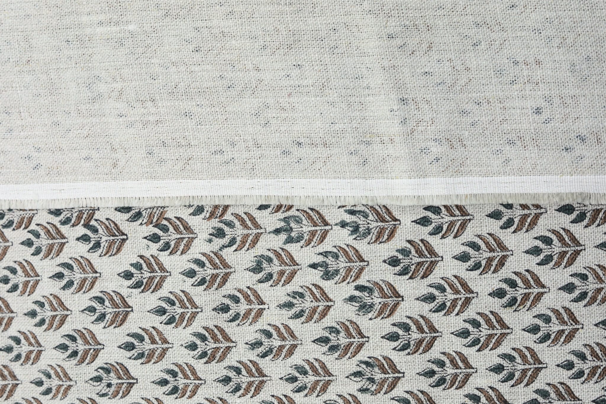 Handmade block print cushion fabric, floral linen, window curtain, decorative Indian art - ALIA