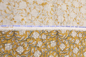 Pure linen handmade block print floral fabric, couch cushions and pillow cover, drapery fabric - AMRITVELA