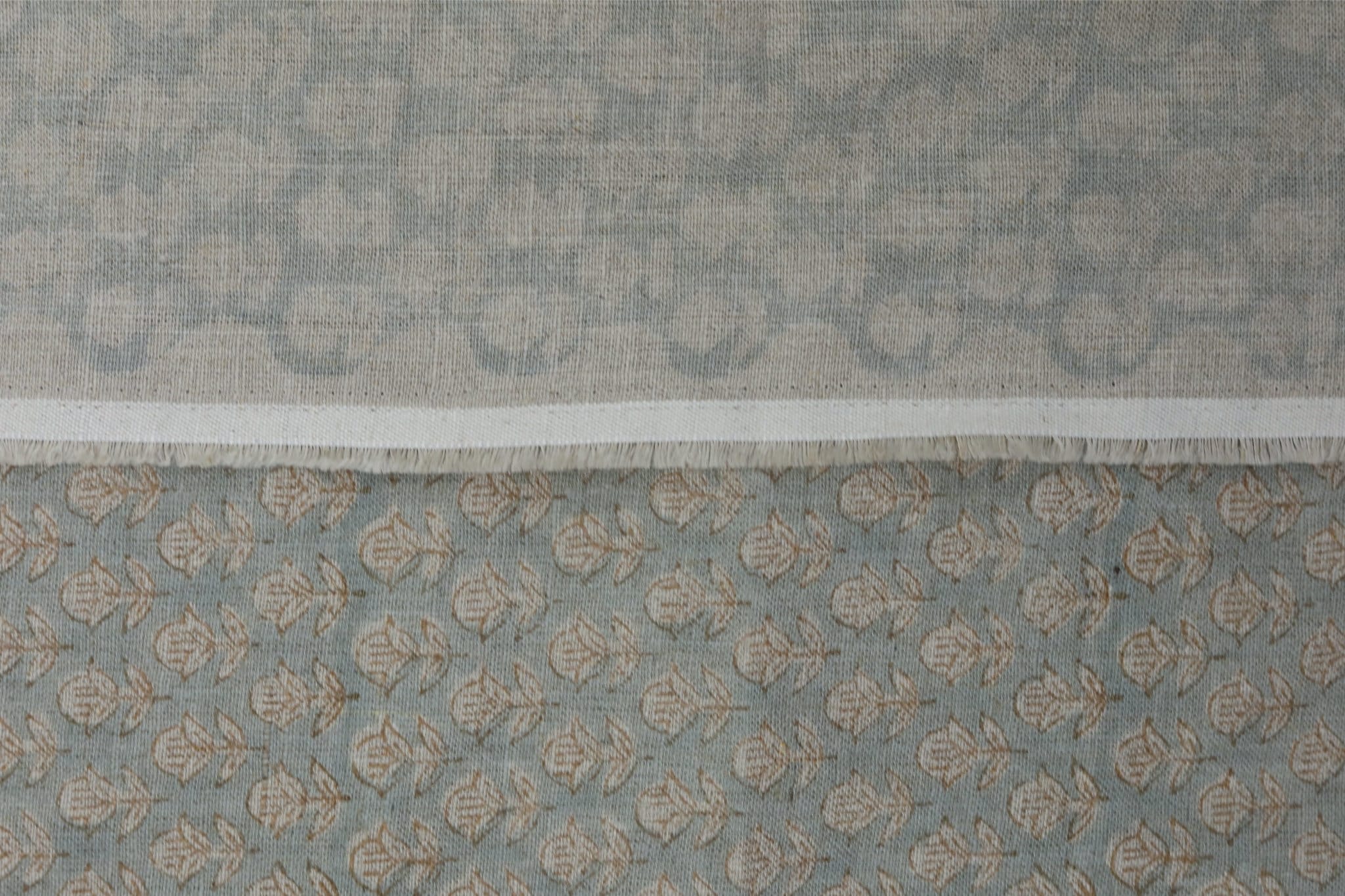 Pure linen 58" wide fabric, floral block print linen pillow cover, table napkins, Indian handmade art - TARANGNI