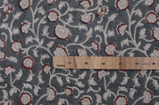 Fabric for cushion, pillows, pure linen, Indian handmade floral art, linen clothing fabric - HIMACHAL