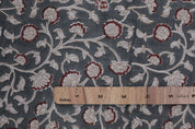 Fabric for cushion, pillows, pure linen, Indian handmade floral art, linen clothing fabric - HIMACHAL