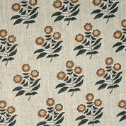 Handcrafted Brown & Black Floral Printed on Thick Linen Fabric - Neha Heritage
