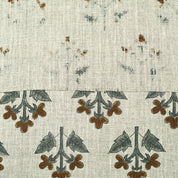 Thick Linen Handblock Printed Gray & Brown Floral Fabric Timeless Charm - Chahat