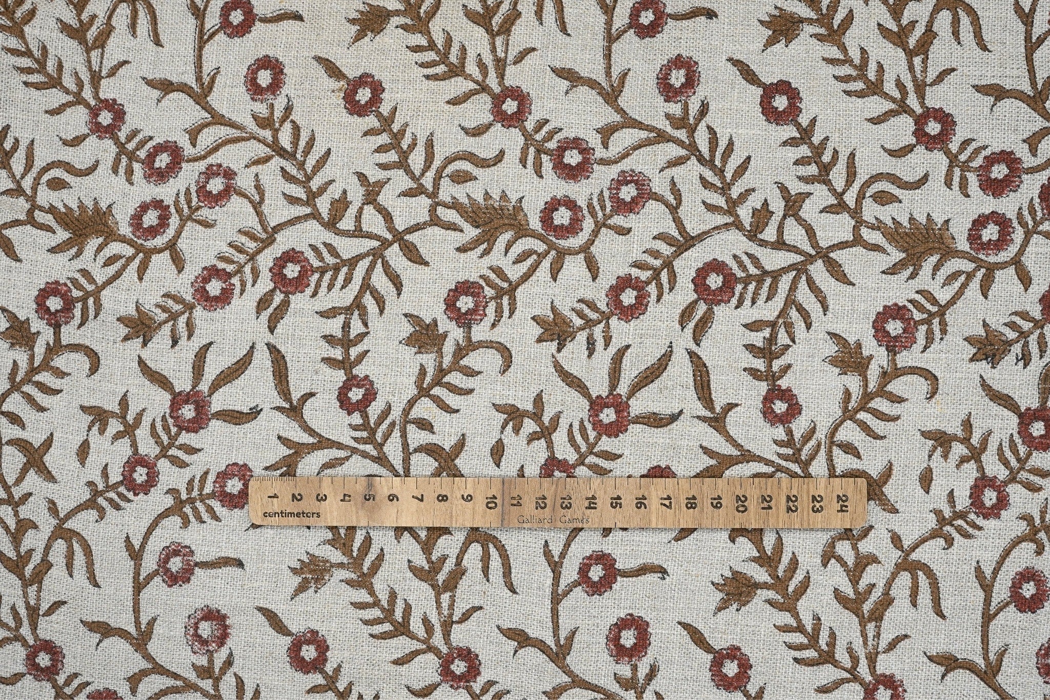 Hand block print, thick linen fabric, floral handmade art, linen natural fabric for pillow cover and sofa cover, upholstery linen - SEHJAN