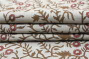 Hand block print, thick linen fabric, floral handmade art, linen natural fabric for pillow cover and sofa cover, upholstery linen - SEHJAN