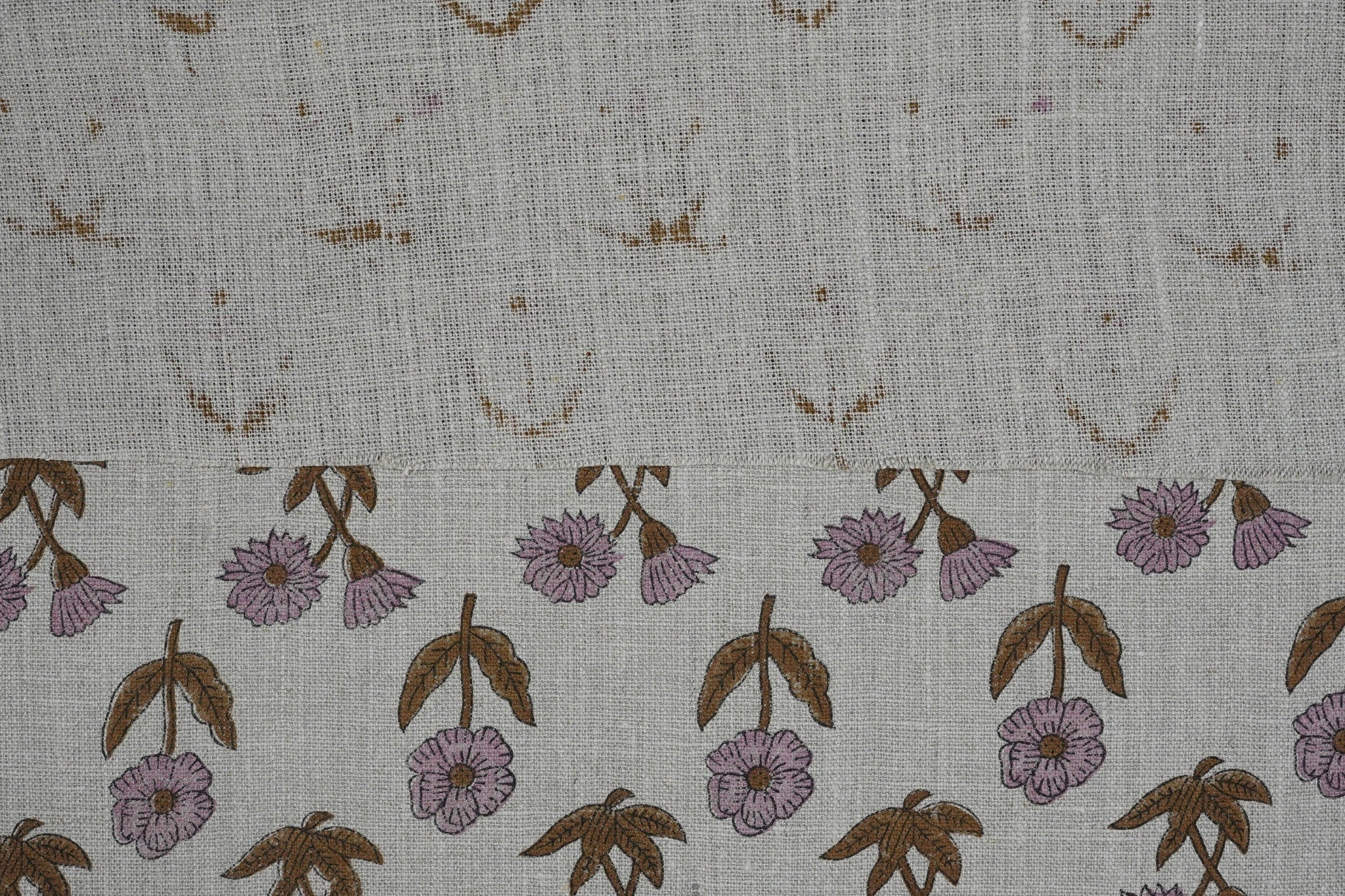 Upholstery linen fabric, thick linen floral block print, decorative linen for cushion and curtain, handmade art, Indian fabric - KIRTI