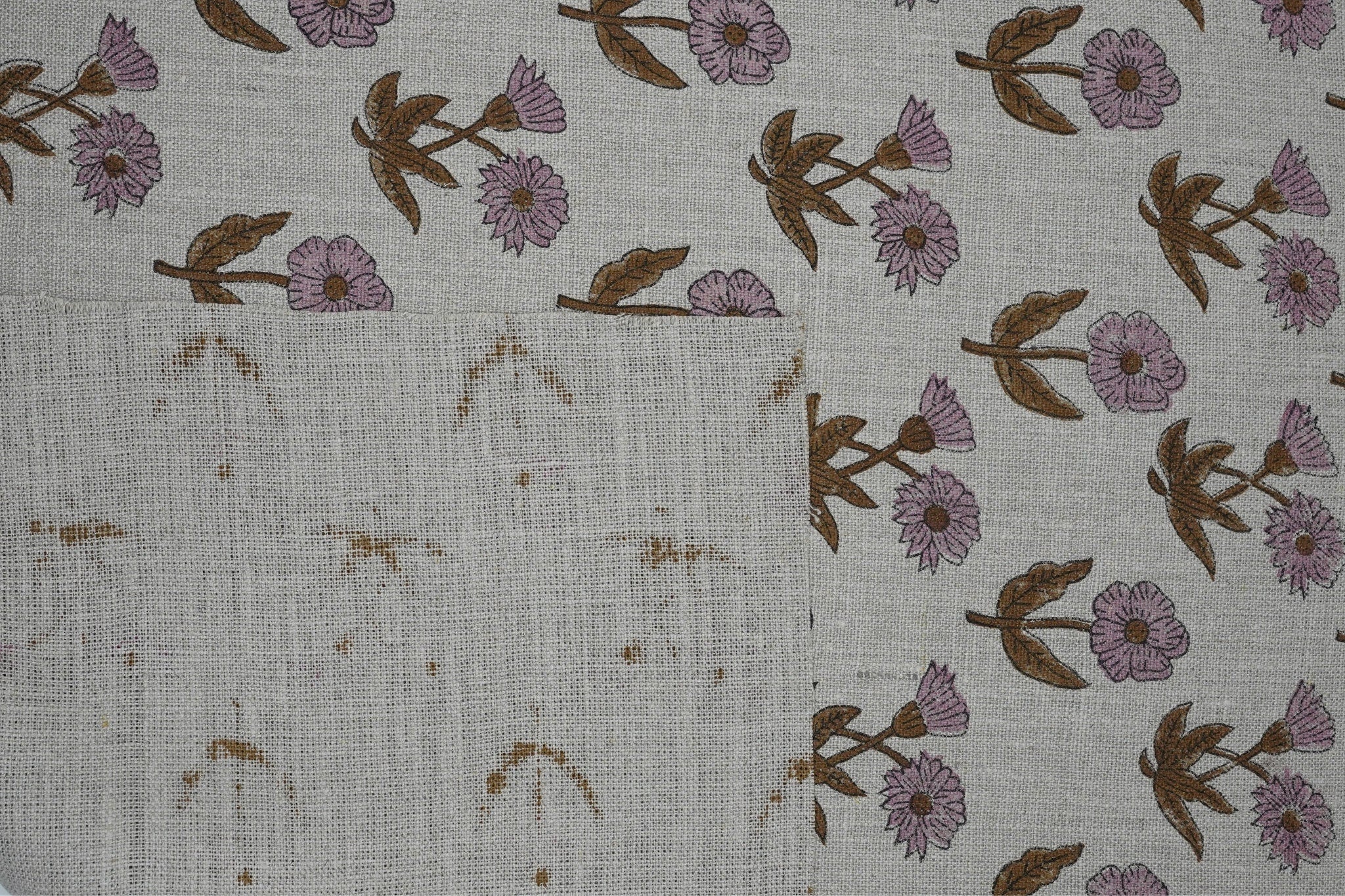 Upholstery linen fabric, thick linen floral block print, decorative linen for cushion and curtain, handmade art, Indian fabric - KIRTI