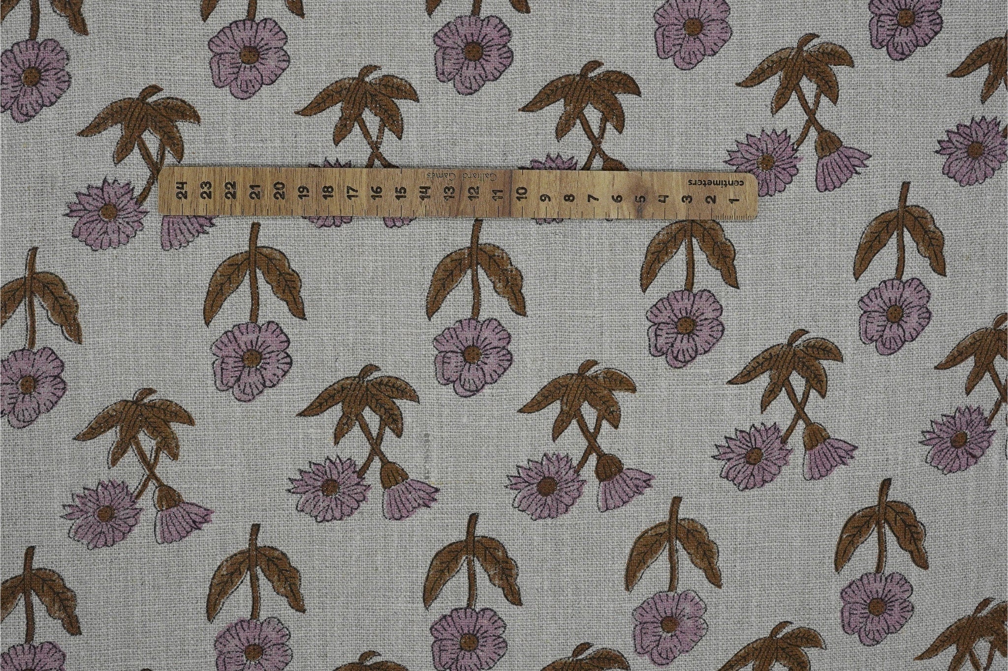 Upholstery linen fabric, thick linen floral block print, decorative linen for cushion and curtain, handmade art, Indian fabric - KIRTI