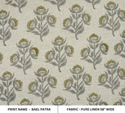 Pure linen hand printed linen fabric for women clothing, floral hand block print, linen lampshade and tablecloth, pillow fabric - BAELPATRA