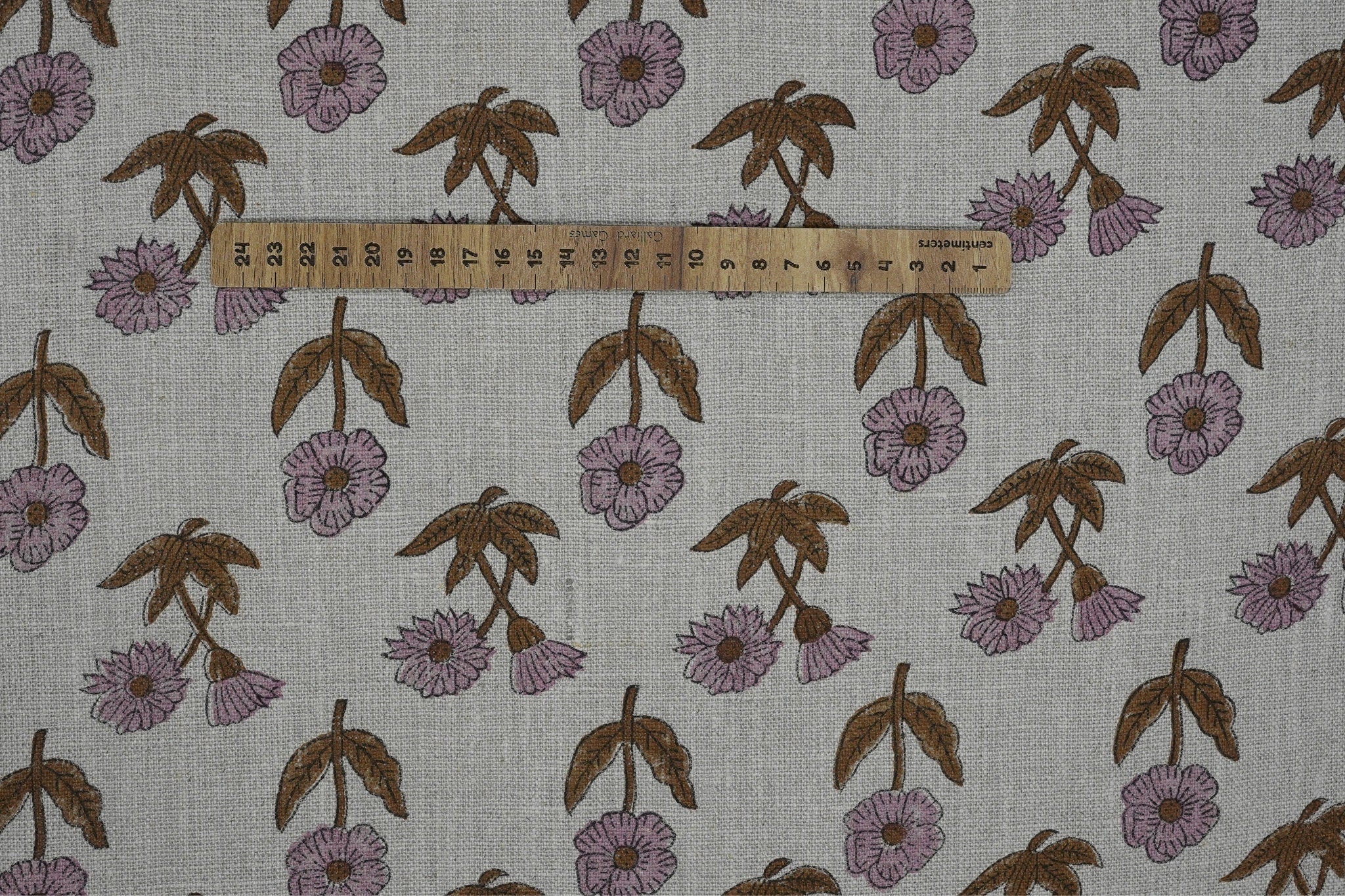 Upholstery linen fabric, thick linen floral block print, decorative linen for cushion and curtain, handmade art, Indian fabric - KIRTI