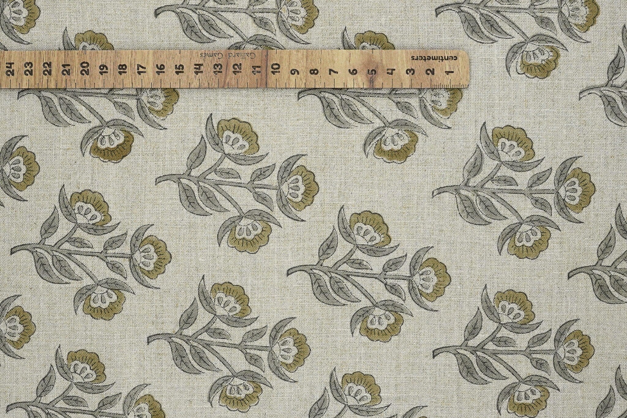 Pure linen hand printed linen fabric for women clothing, floral hand block print, linen lampshade and tablecloth, pillow fabric - BAELPATRA