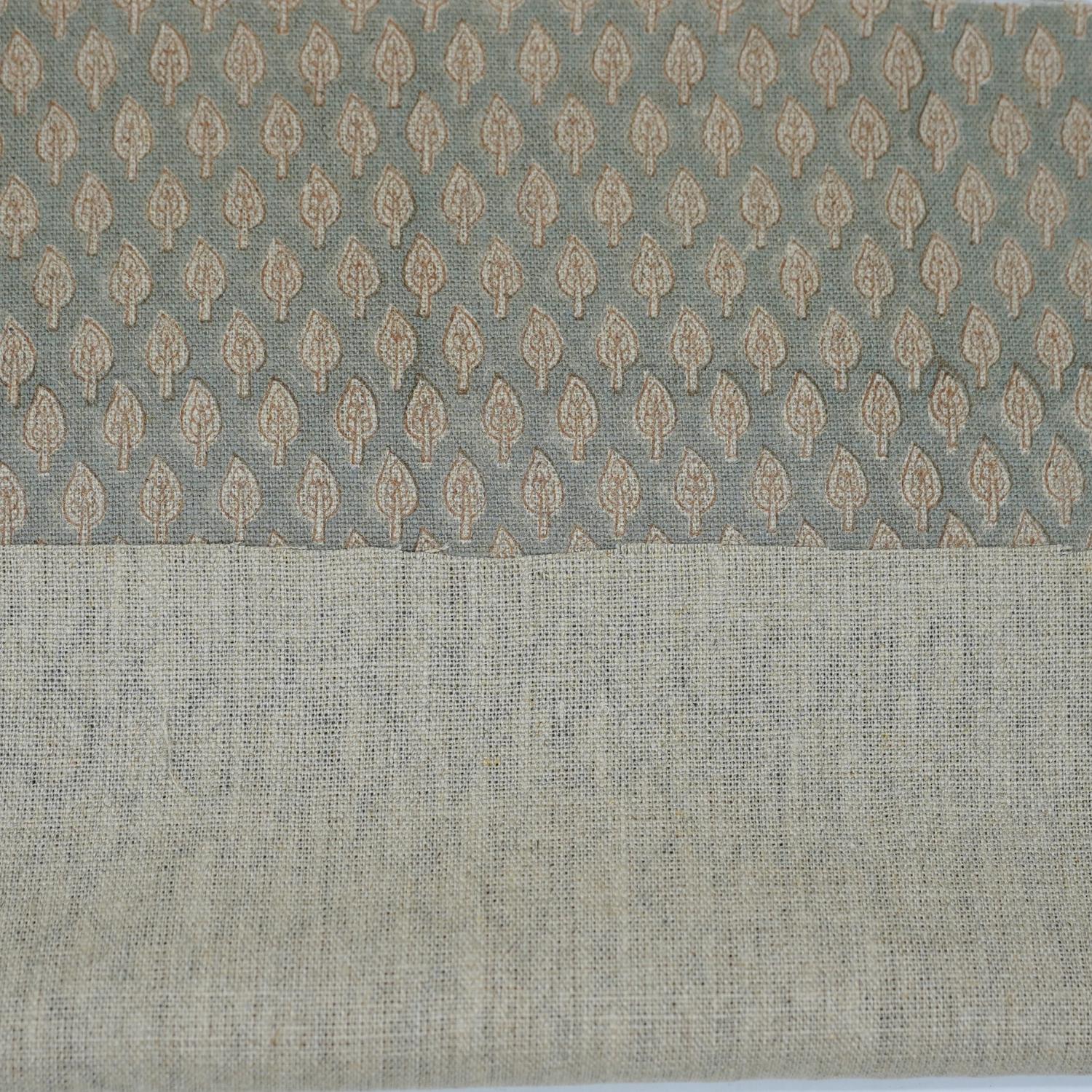 Handcraft Block Printed Throw Boho Green Floral Thick Linen Fabric For Curtains - KHUSHBU