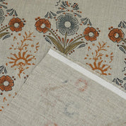 Rose Block Print Thick Linen fabric - VANSHIKA