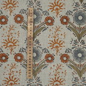 Rose Block Print Thick Linen fabric - VANSHIKA