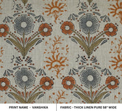Rose Block Print Thick Linen fabric - VANSHIKA