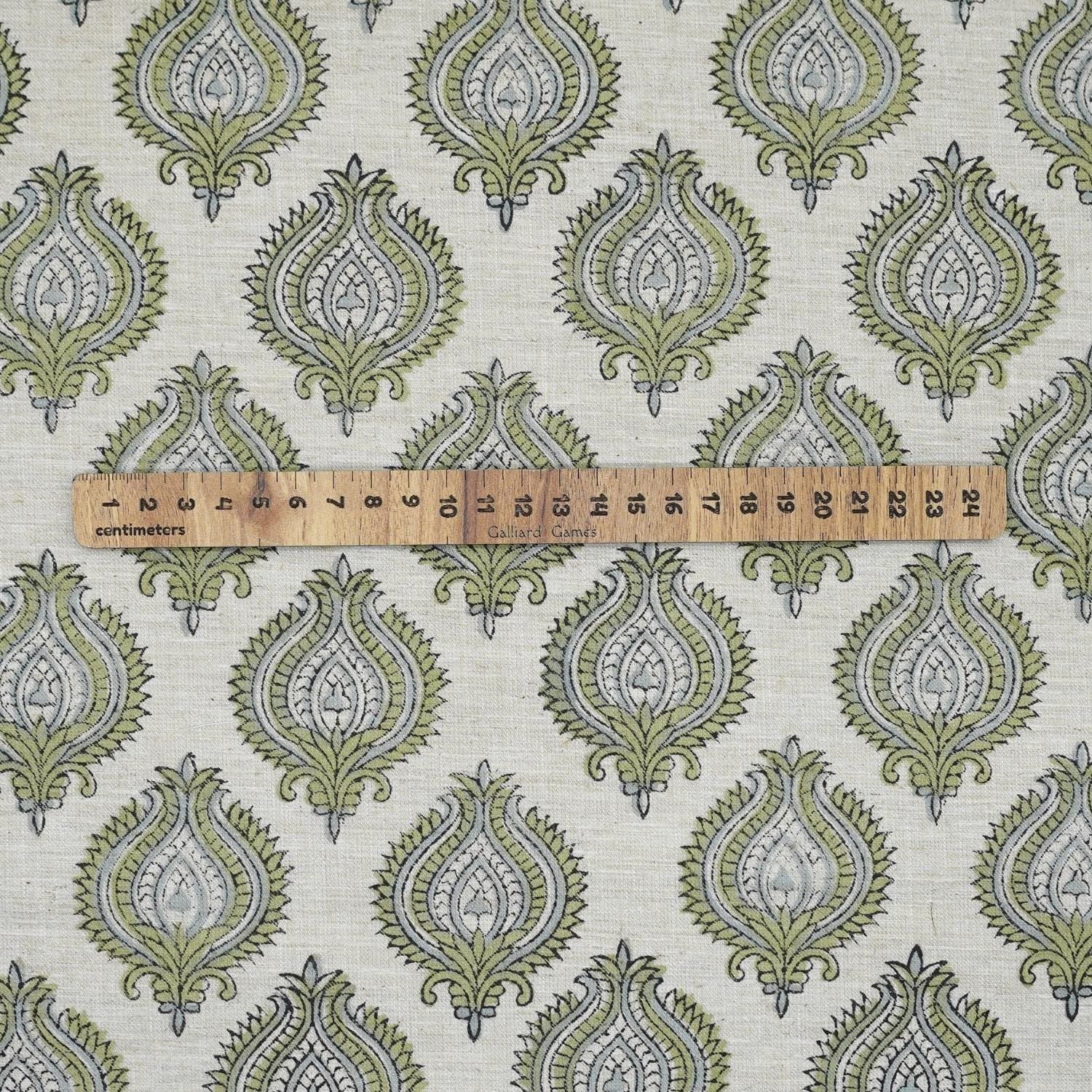 Handcraft Printed Brownish Floral Linen Blend Fabric - Uday Elegance